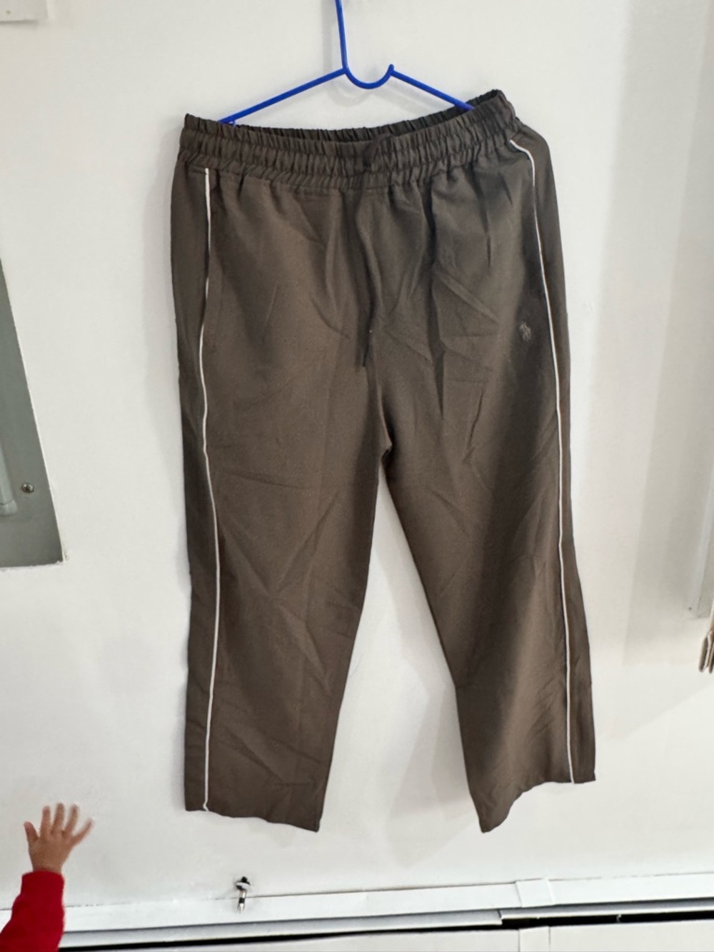 Women Brown Track Pants with White Piping